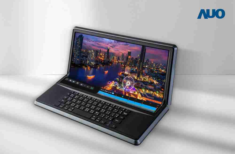 CG电子14.6吋Micro LED折迭显示屏幕，，，，搭配半径4mm的弯折绞炼，，，以及高画素、、、高亮度、、高对比度的显示技术特点，，，，即便在大视角下仍保有绝佳色相与亮度